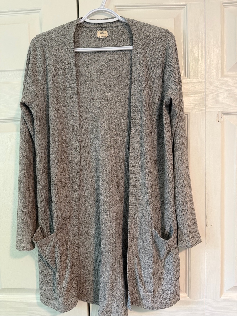 O'Neill Open-Front Gray Ribbed Cardigan